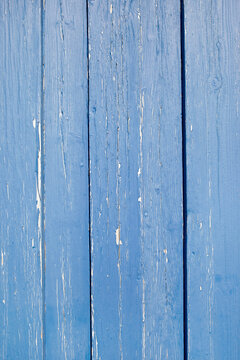 Close-up of blue, painted, wooden wall, France