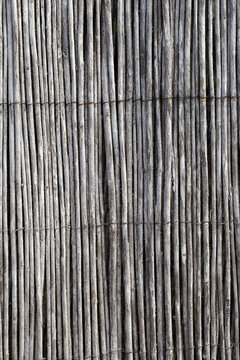Close-up of Fence made from Thin Wooden Sticks, Royan, Charente-Maritime, France