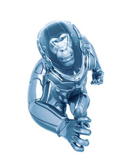 chimpanzee astronaut is coming in white background