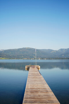 Dock at Lake, Sankt Wolfgang, Salzkammergut, Upper Austria, Austria
