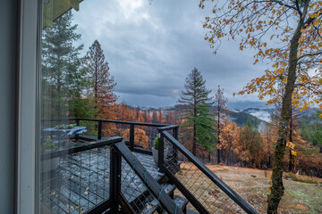 Fototapeta premium Cabin in the woods autumn overcast 