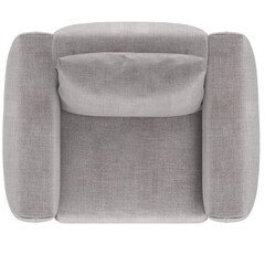 armchair, top view, 3d rendering, on white background