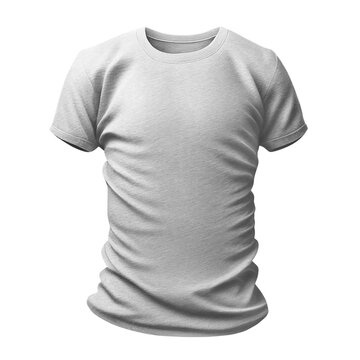 Front view of men's white blank T-shirt on transparent background