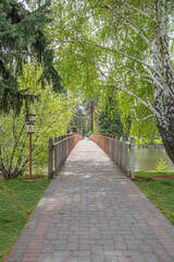 Wooden Bridge in City Park