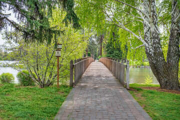 Wooden Bridge in City Park