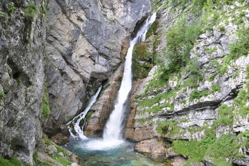 Wodospad Savica, Bohinj, Słowenia, Triglavski Park, woda, rzeka, potok, krajobraz, kaskada,