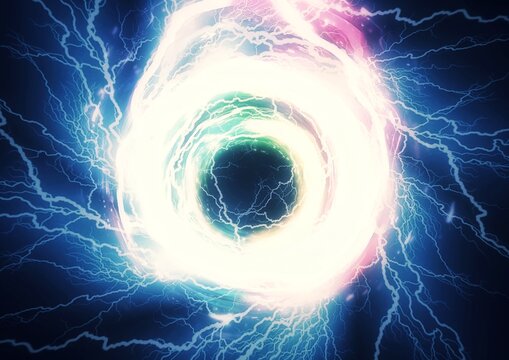 Abstract background with swirling colorful lightning bolts