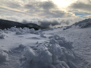 snow covered mountains