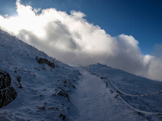 snow covered mountains