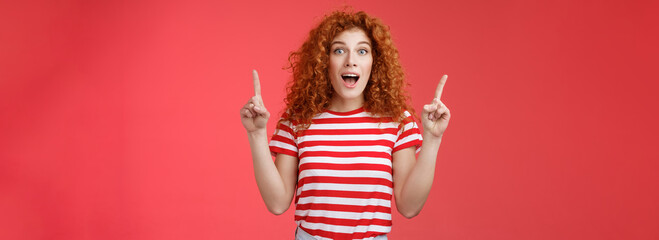 Omg fascinating store check it out. Impressed excited good-looking redhead curly emotive girl drop...
