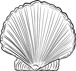 Conch Sea Snail Shell Outline Cartoon Style Logo Design in Vector