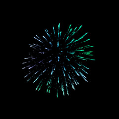 Colorful fireworks on the black sky background.