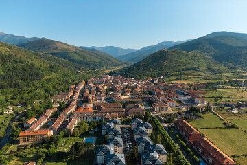 Aerial View of Ezcaray village, La Rioja, Spain. High quality photo. - obrazy, fototapety, plakaty