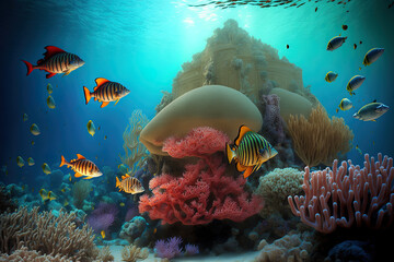 Obraz premium Egyptian Red Sea underwater coral reef. Generative AI