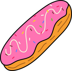 Strawberry Eclair Dessert Icon Element illustration colored outline