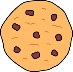 Vanilla Chocolate Chip Cookie Dessert Icon Element illustration colored outline