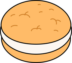 Whoopie Sandwich Marshmallow Dessert Icon Element illustration colored outline