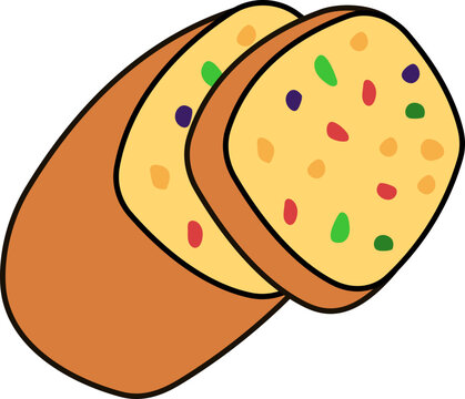 recommend clip art: Fruit Cake Icon Element illustration colored outline