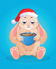 Chinese New Year 2023 is the year of the rabbit, the symbol of the Chinese zodiac. Cute Christmas Bunny. Postcard template