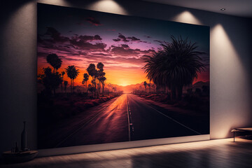 Sunset wall art. Generative AI