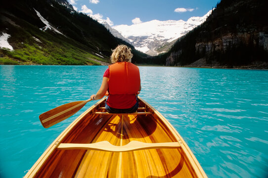 Canoeing, Lake Louise, Banff National Park, Alberta, Canada