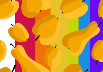 Cartoon fruit harvest seamless apples and pears and plums pattern for wrapping paper and fabrics and linens