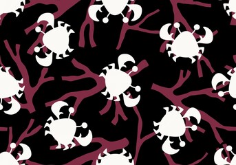 Obraz premium Cartoon silhouette animals seamless crabs pattern for wrapping paper and kids clothes print and fabrics
