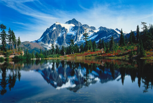 Mount Shuksan and Picture Lake Mount Baker National Forest Washington, USA