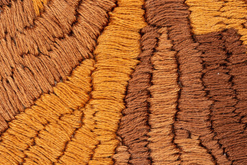 Hand embroidered brown stitching macro texture background overlay