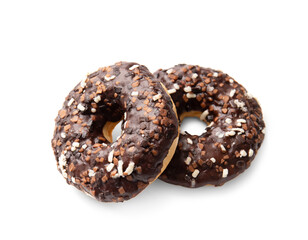 Chocolate donuts isolated on a white background