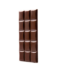 Dark chocolate bar isolated on white background.