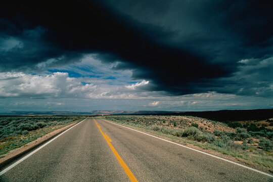 Highway Alt 89 and Storm Clouds Near Jacob Lake, Arizona, USA