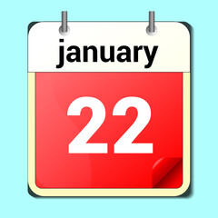 day on the calendar, vector image format, January 22.