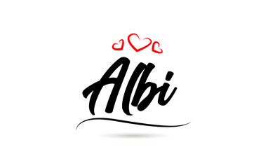 Albi european city typography text word with love. Hand lettering style. Modern calligraphy text - obrazy, fototapety, plakaty