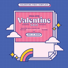 valentine day sale banner background in flat design