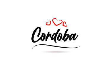 Cordoba european city typography text word with love. Hand lettering style. Modern calligraphy text