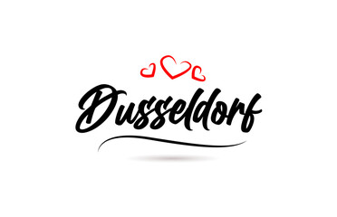 Dusseldorf european city typography text word with love. Hand lettering style. Modern calligraphy text