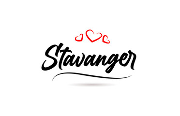 Stavanger european city typography text word with love. Hand lettering style. Modern calligraphy text