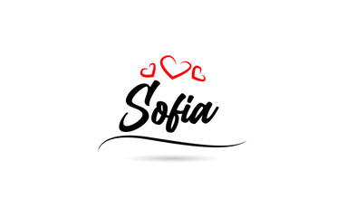 Sofia european city typography text word with love. Hand lettering style. Modern calligraphy text - obrazy, fototapety, plakaty