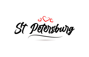 Fototapeta na wymiar St Petersburg european city typography text word with love. Hand lettering style. Modern calligraphy text