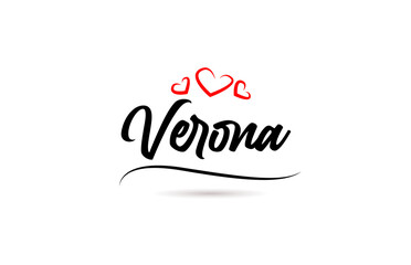 Verona european city typography text word with love. Hand lettering style. Modern calligraphy text