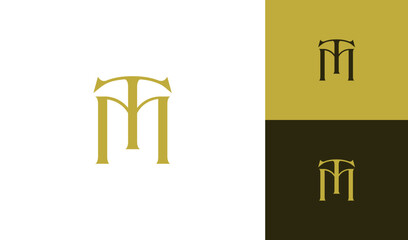 Classic and vintage letter TM monogram logo design vector