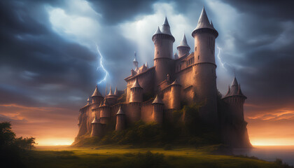 Fototapeta premium Artistic concept painting of medieval castle