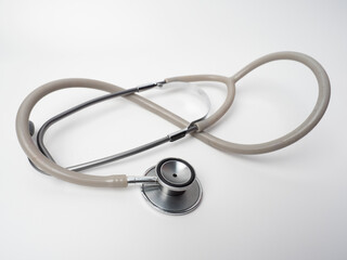Picture of a stethoscope, a medical device for auscultation, or listening to internal sounds of an animal or human body