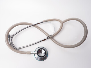 Picture of a stethoscope, a medical device for auscultation, or listening to internal sounds of an animal or human body