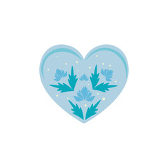 Beautiful heart shape with floral decor on white background