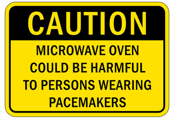 Electrical warning sign and labels microwave oven could be harmful to person wearing pacemaker