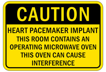 Obraz premium Electrical warning sign and labels heart pacemaker implant