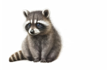 Cute baby raccoon isolated. Generative AI