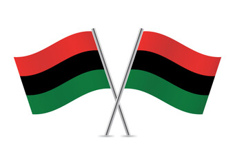 Kwanzaa crossed flags on white background. Vector illustration.
